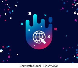 Globe with mouse cursor simple icon. World or Earth sign. Global Internet symbol. Cool banner with icon. Abstract shape with gradient. Vector