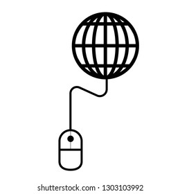 globe mouse vector icon