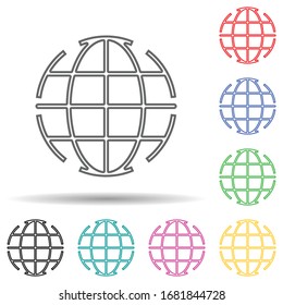 Globe multi color set icon. Simple thin line, outline vector of navigation icons for ui and ux, website or mobile application