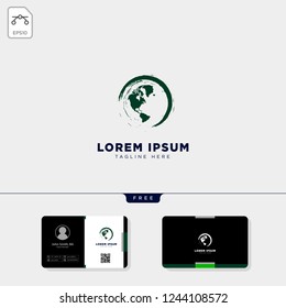 globe nature logo template vector illustration and you get free business card design template