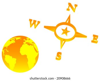 globe with navigation compass