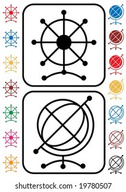globe and navigation signs