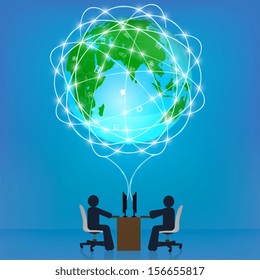 Globe network connection. Template, infographics, business concept