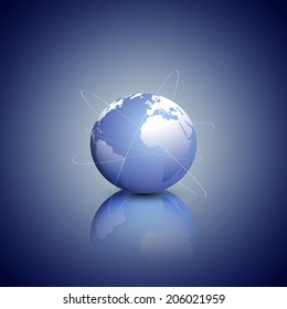 Globe network connections, blue design background vector illustration