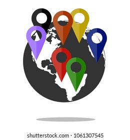 Globe of network icon on white background . Vector illustration EPS Flat