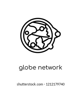 Globe network icon. Trendy modern flat linear vector Globe network icon on white background from thin line web hosting collection, editable outline stroke vector illustration
