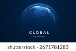 Globe network illustration. Technology digital 3d globe. Digital earth map background. Connection data concept.
