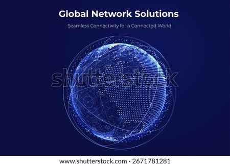 Globe network illustration. Technology digital 3d globe. Digital earth map background. Connection data concept.