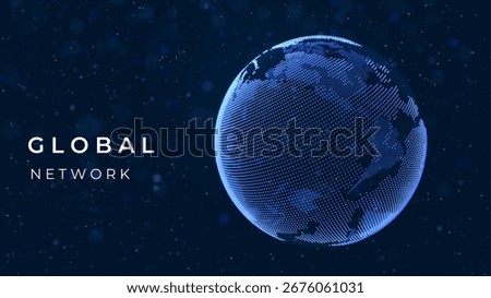 Globe network illustration. Technology digital 3d globe. Digital earth map background. Connection data concept.