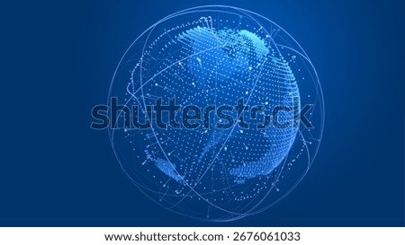 Globe network illustration. Technology digital 3d globe. Digital earth map background. Connection data concept.