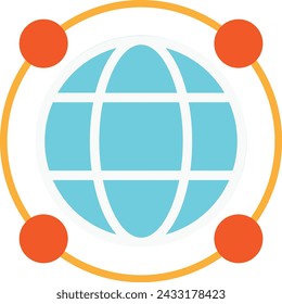 Globe Network Internet Icon Vectror Flat Illustration
