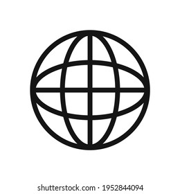 Icono de esquema de red de globo. Resumen del mundo de la esfera y vector de símbolo web.