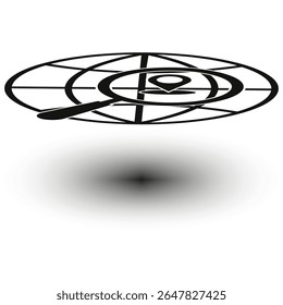 Globe network shape. Perspective sphere icon. Shadow vector element. Abstract earth form.