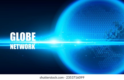 Globe network and Technology Globe. Digital earth map background. Connection data concept.