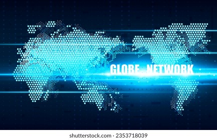 Globe network and Technology Globe. Digital earth map background. Connection data concept.