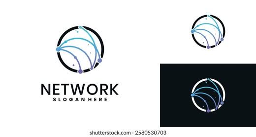 Globe network technology logo design 