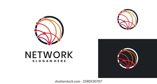 Globe network technology logo design 