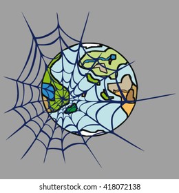 Globe, network, vector illustration