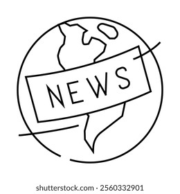 globe news media line icon vector. globe news media sign. isolated contour symbol black illustration