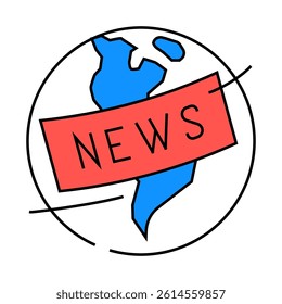 globe news media line icon vector. globe news media sign. isolated symbol illustration