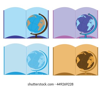 Globe notebook. Ad Board. Icon for school and travel. Vector illustration.