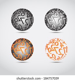 Globe with number mix. Vector illustration.