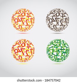 Globe with number mix. Vector illustration.