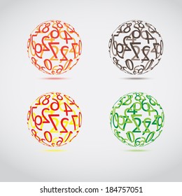 Globe with number mix. Vector illustration.