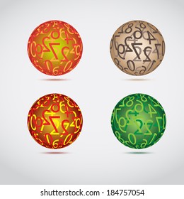 Globe with number mix. Vector illustration.