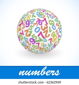 Globe with number mix. Vector illustration.