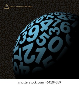 Globe with number mix. Vector illustration.