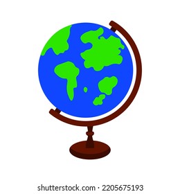 Icono de dibujos animados de objetos de globo aislado en fondo blanco. Concepto de viaje, mapa de la Tierra. 