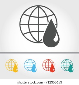 Globe with Oil Drop Single Icon Vector Illustration