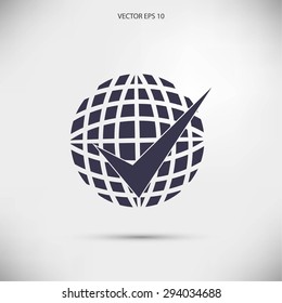 globe and ok icon