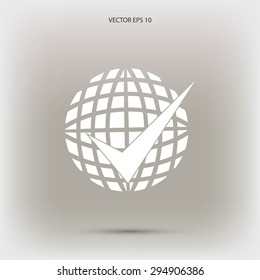 globe and ok icon