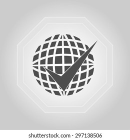 globe and ok icon