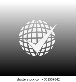 globe and ok icon