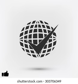 globe and ok icon