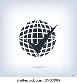 globe and ok icon