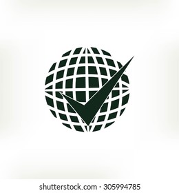 globe and ok icon