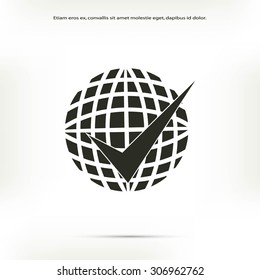 globe and ok icon