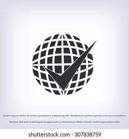 globe and ok icon