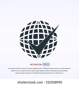 globe and ok icon