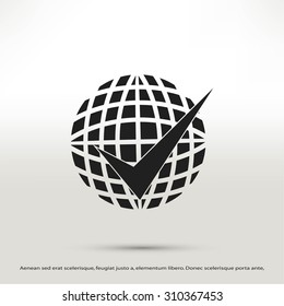 globe and ok icon