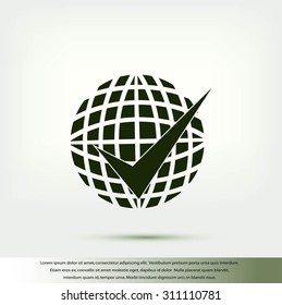 globe and ok icon