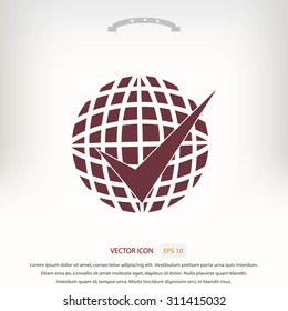 globe and ok icon