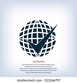 globe and ok icon