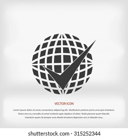 globe and ok icon
