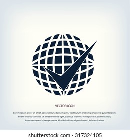 globe and ok icon