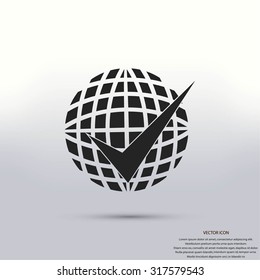 globe and ok icon